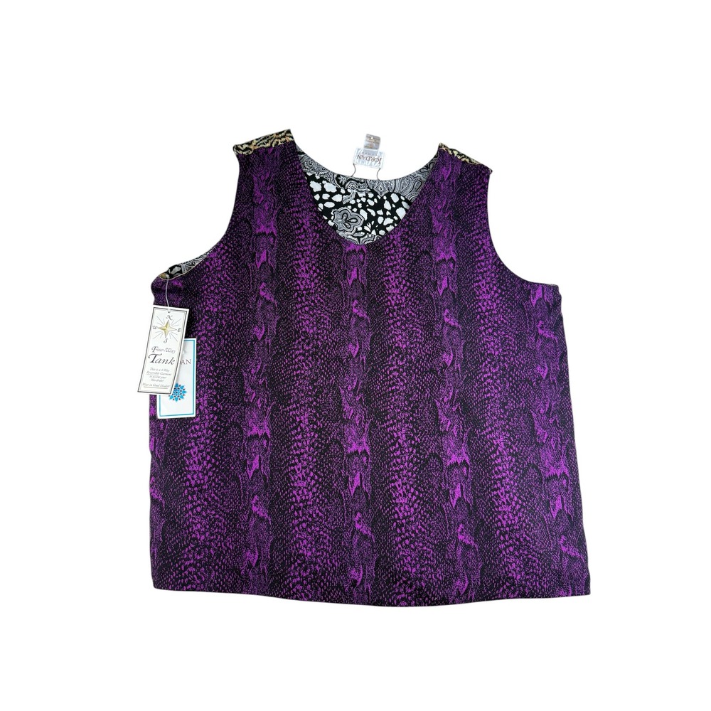 Jordan Woman 4-Way‎ Reversible Tank Top 2X Purple Snake Leopard Paisley New